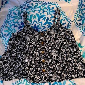 Black on White Hollister Floral Top